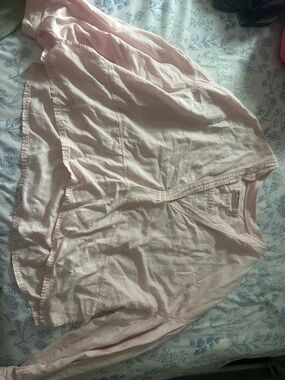 Free People Pale Pink Long Sleeve V-Neck Top